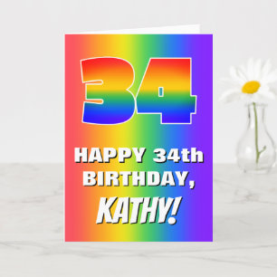 34th Birthday: Colorful, Fun Rainbow Pattern # 34 Card