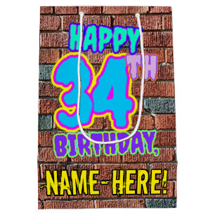 34th Birthday: Fun, Urban Graffiti Inspired Look Medium Gift Bag