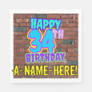 34th Birthday ~ Fun, Urban Graffiti Inspired Look Napkin