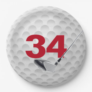 34th Birthday Golf Ball Design  Paper Plate
