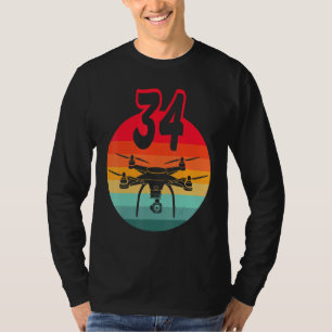 34th Birthday I Retro Remote Control Drones With C T-Shirt
