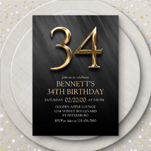 34th Birthday Invitation