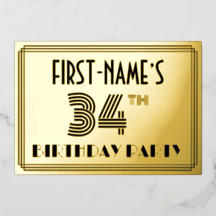 34th Birthday Party — Art Deco Style “34” & Name