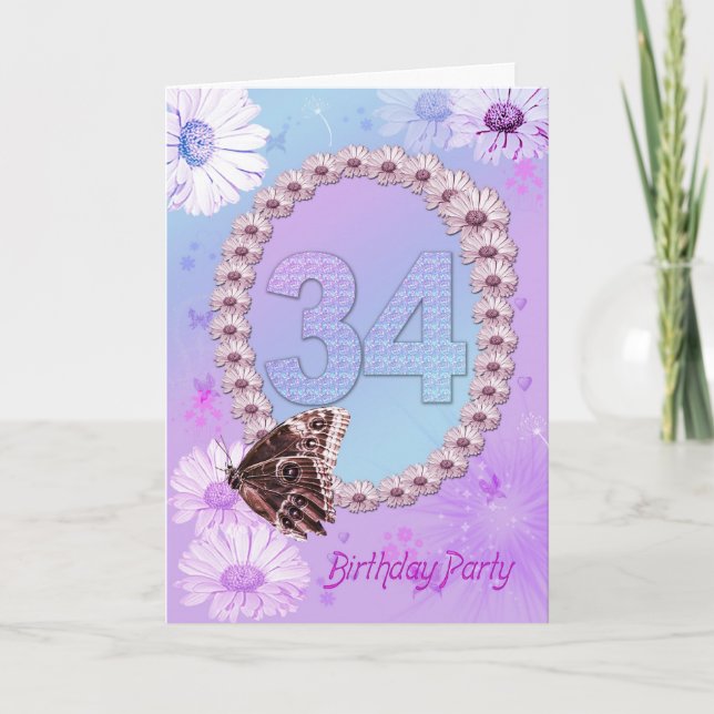 34th Birthday party Invitation (Front)