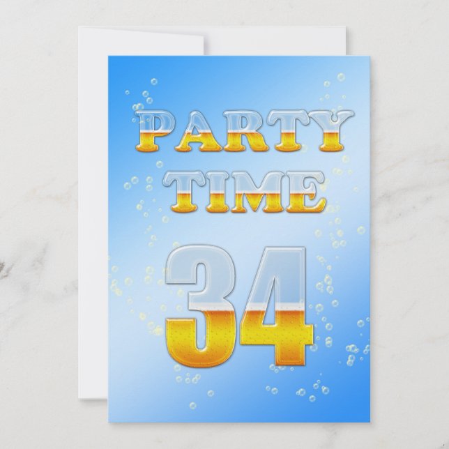 34th birthday party invitation with beer (Front)