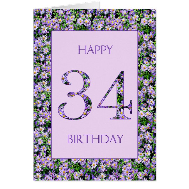 34th Birthday Purple Daisies (Front)