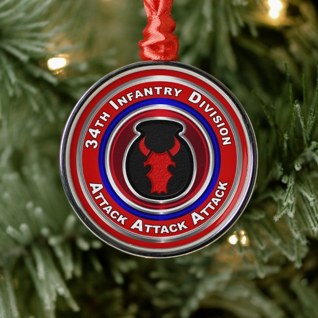 34th Infantry Division Keepsake Christmas Metal Ornament (Tree)