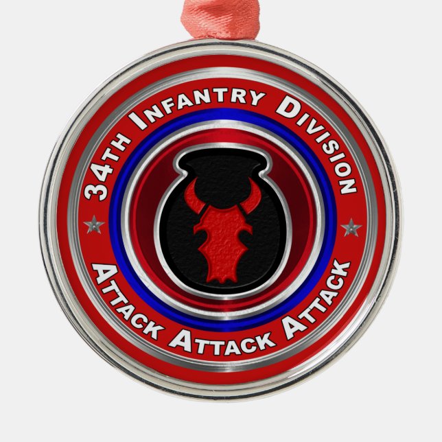 34th Infantry Division Keepsake Christmas Metal Ornament (Front)