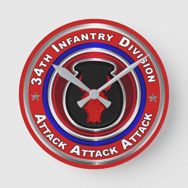 34th Infantry Division Keepsake Round Clock (Front)