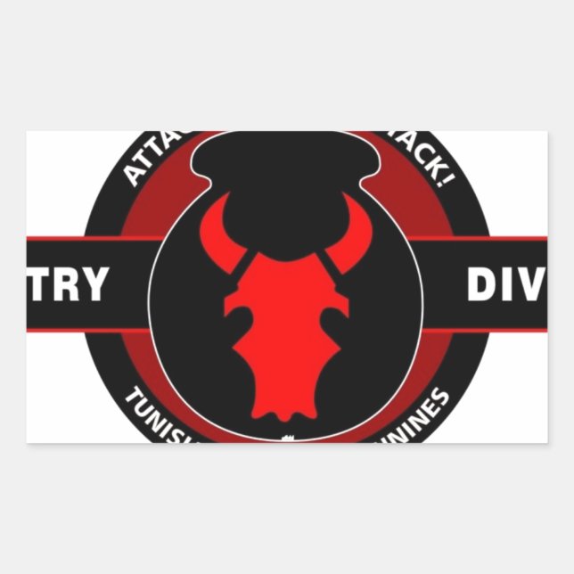 34TH INFANTRY DIVISION" RED BULL" RECTANGULAR STICKER (Front)