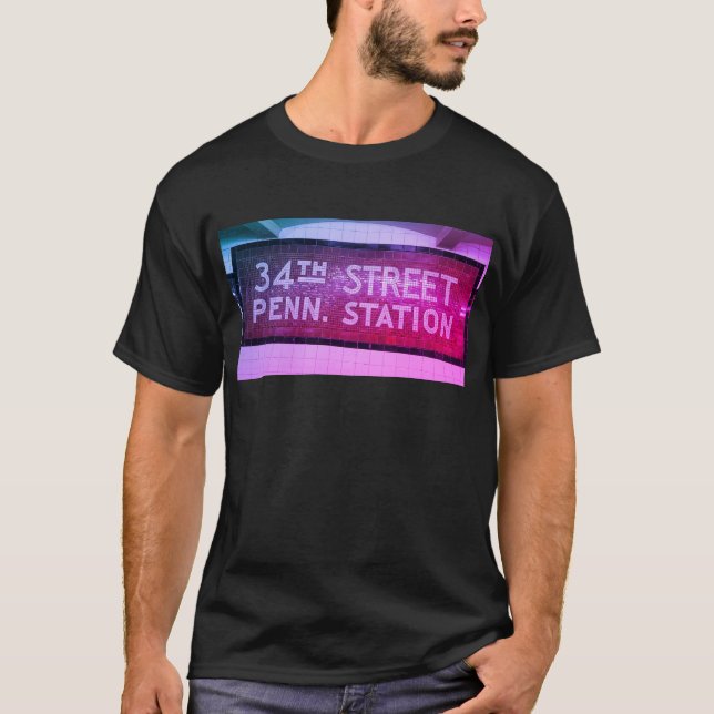 34th Street, Manhattan NYC Tile Sign T-Shirt (Front)