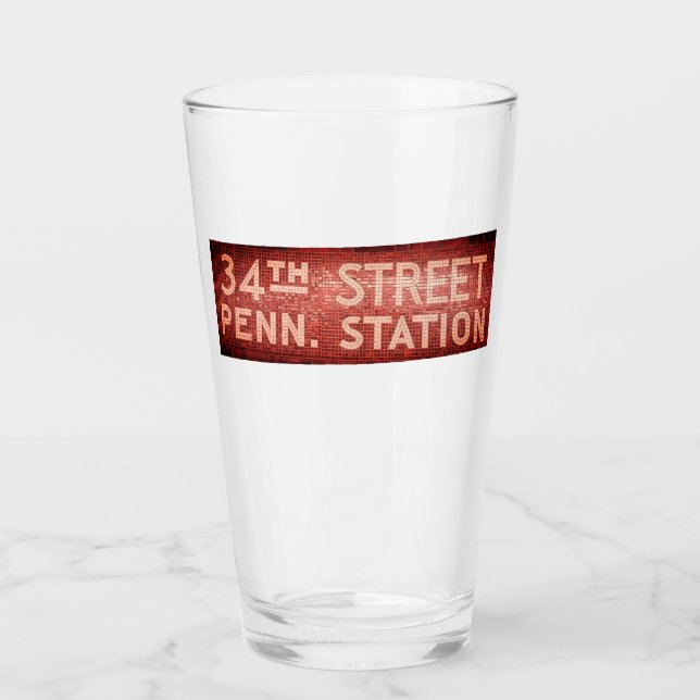 34th Street New York, NY Tile Train Station Sign Glass (Front)