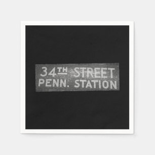 34th Street New York, NY Tile Train Station Sign Napkin