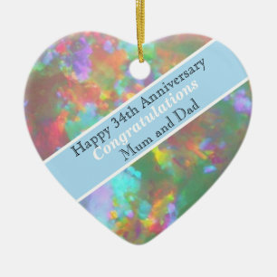 34th Wedding Anniversary Opal Ceramic Ornament