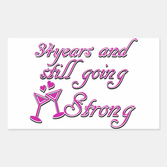 34th wedding anniversary rectangular sticker (Front)