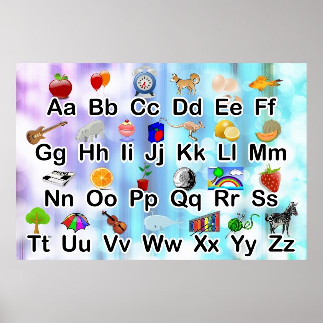34x23 ABC Alphabet Poster with Elementary Graphics (Front)