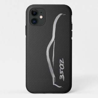 350Z Silver BruishstrokeLogo w/ Faux Carbon iPhone 11 Case