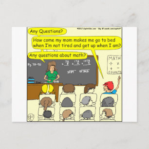 353 Any questions about math colour cartoon Postcard