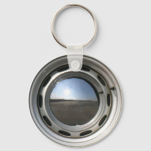 356 Classic car wheel (rim) with chrome hubcap Key Ring