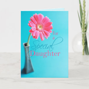 3574 Daughter  Valentine's Day Pink Daisy Blue Holiday Card
