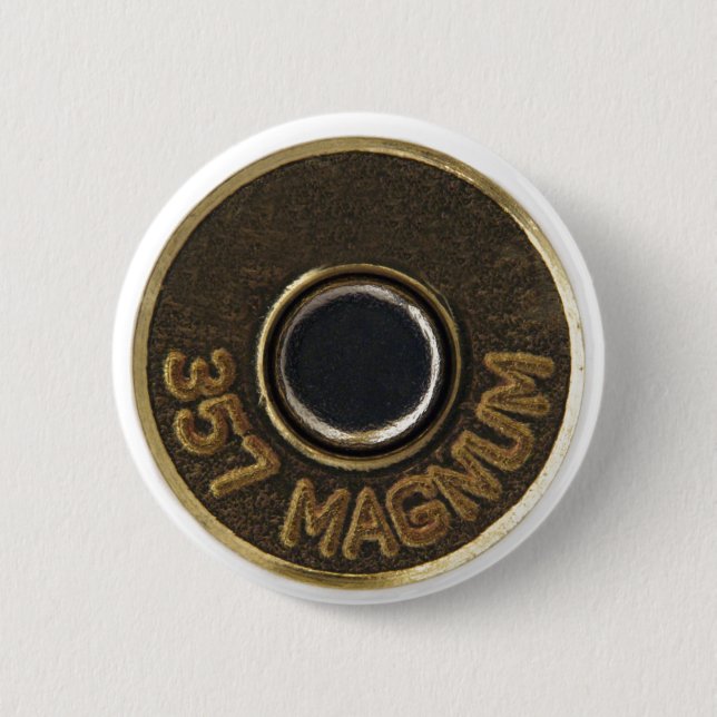 357 Magnum brass shell casing 6 Cm Round Badge (Front)
