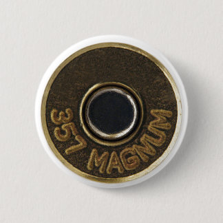 357 Magnum brass shell casing 6 Cm Round Badge