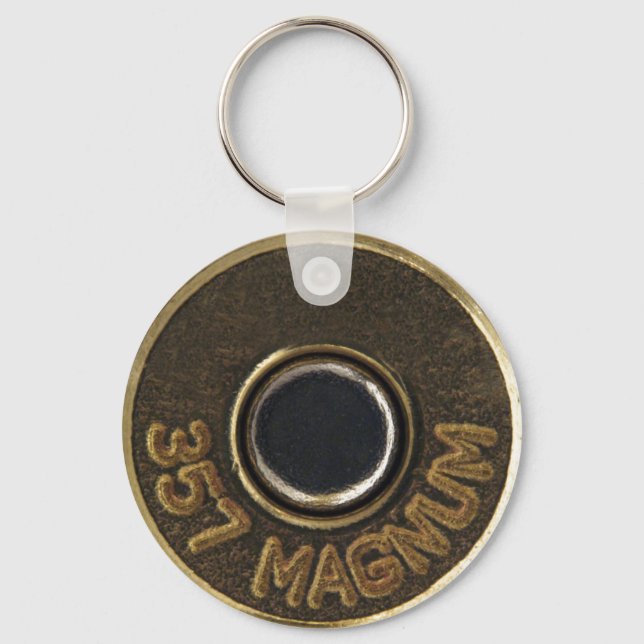 357 Magnum brass shell casing Key Ring (Front)