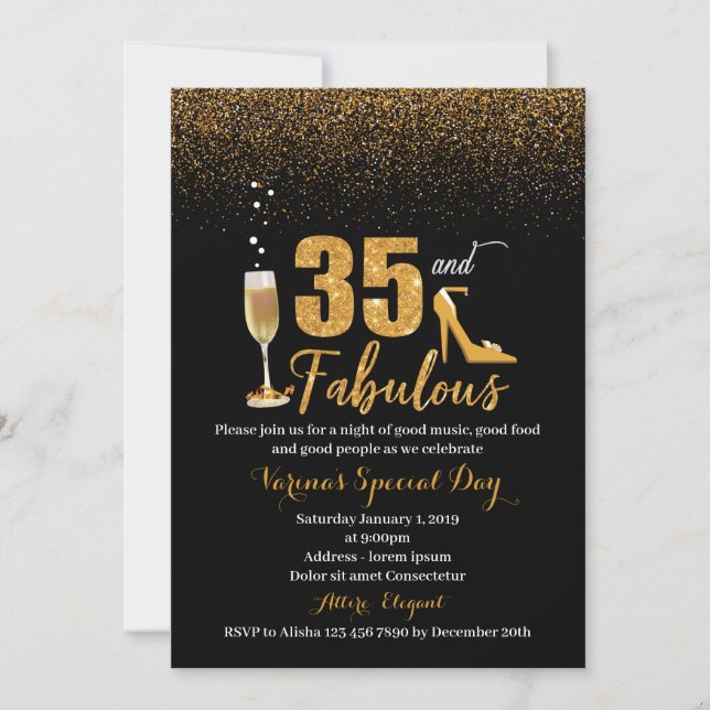 35 and Fabulous Birthday Invitation for Women (Front)