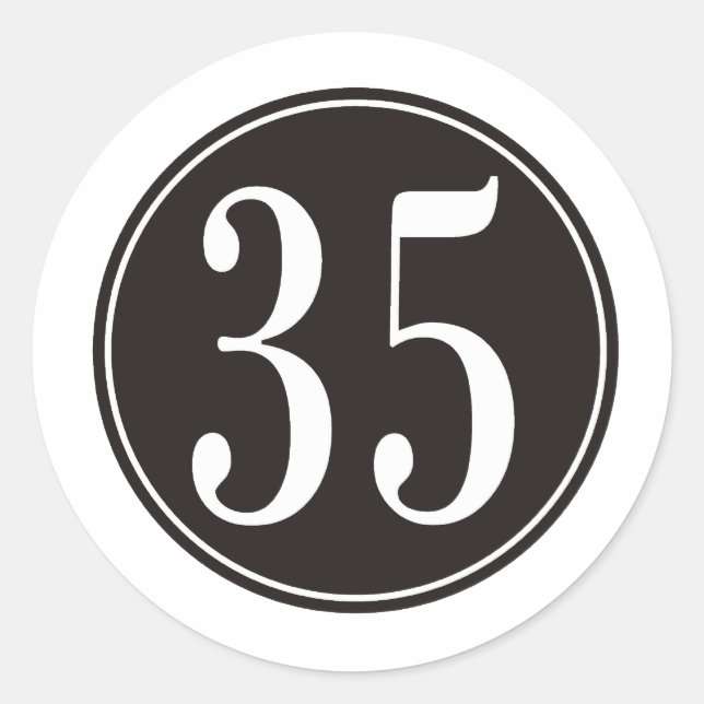 #35 Black Circle Classic Round Sticker (Front)
