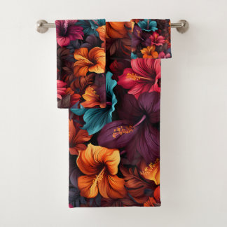 #35 Floral pattern Bath Towel Set