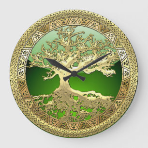 [35] Golden Celtic Tree of Life Large Clock