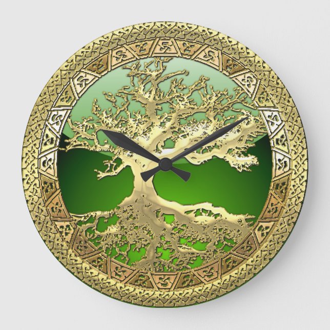 [35] Golden Celtic Tree of Life Large Clock (Front)