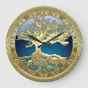 [35] Golden Celtic Tree of Life Large Clock