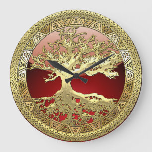[35] Golden Celtic Tree of Life Large Clock