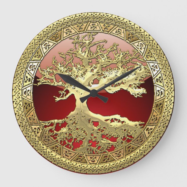 [35] Golden Celtic Tree of Life Large Clock (Front)