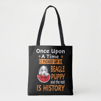 35 One Upon A Time  Beagle Puppy Tote Bag