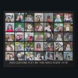 35 Photo Collage Grid - 2 Text boxes - black white Faux Canvas Print<br><div class="desc">Use 35 SQUARE photos to create a personal photo collage. This modern, clean layout includes a text block in a san serif font to add a family name or a name. The background colour can be changed in the customise area. ***For best results for this multi photo layout - crop...</div>