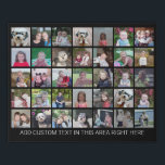 35 Photo Collage Grid - 2 Text boxes - black white Faux Canvas Print<br><div class="desc">Use 35 SQUARE photos to create a personal photo collage. This modern, clean layout includes a text block in a san serif font to add a family name or a name. The background colour can be changed in the customise area. ***For best results for this multi photo layout - crop...</div>