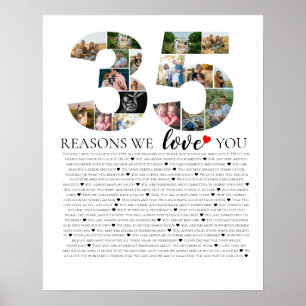 35 reasons why we love you 80th 70th birthday 60th poster