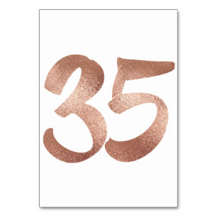 35 Table  Number White Metallic Pink Rose Gold