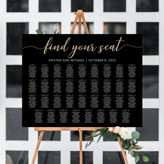 35 Tables Find Your Seat Black Seating Chart Plan (Creator Uploaded)