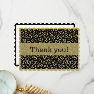 35 "Thank you!" Black/Gold Number Pattern  Thank You Card