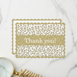35 "Thank you!" Gold/White Number Pattern Thank You Card