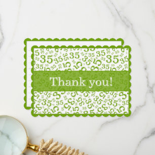 35 "Thank you!" Green/White Number Pattern Thank You Card