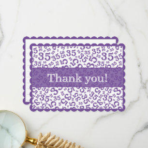 35 "Thank you!" Purple/White Number Pattern Thank You Card