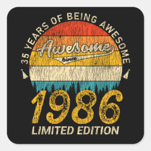 35 Year Old Bday 1986 Awesome Since 35th Birthday Square Sticker