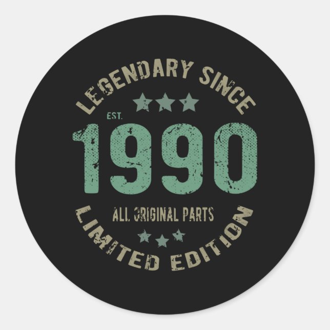 35 Year Old Bday 1990 Legend 35th Birthday Gift Classic Round Sticker (Front)