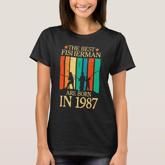 35 Year Old Fisherman Fishing 1987 35th Birthday T-Shirt (Front)
