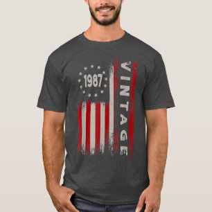 35 Year Old Gifts Vintage 1987 American Flag 35th  T-Shirt