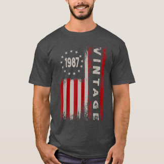 35 Year Old Gifts Vintage 1987 American Flag 35th  T-Shirt